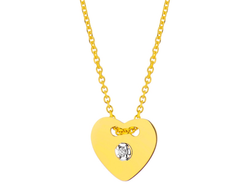 Yellow gold necklace with brilliant 0,008 ct - fineness 14 K