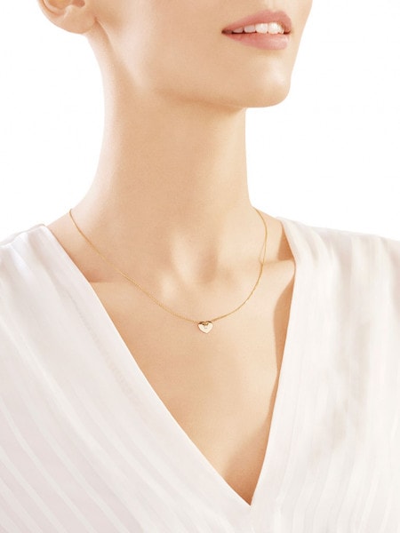 Yellow gold necklace with brilliant 0,008 ct - fineness 14 K