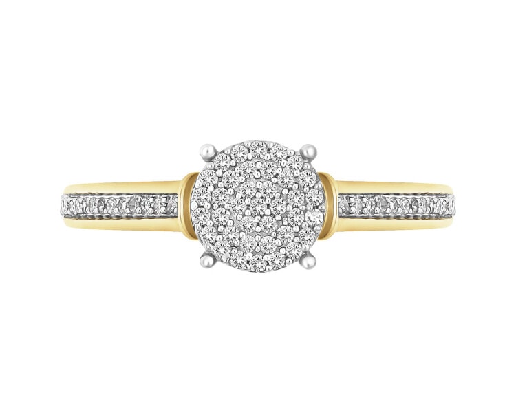 Yellow gold ring with diamonds - 0,18 ct - fineness 14 K