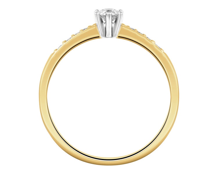 Yellow gold ring with brilliants - 0,18 ct - fineness 14 K