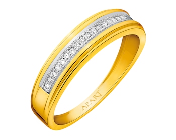 Yellow gold ring with diamonds 0,06 ct - fineness 14 K