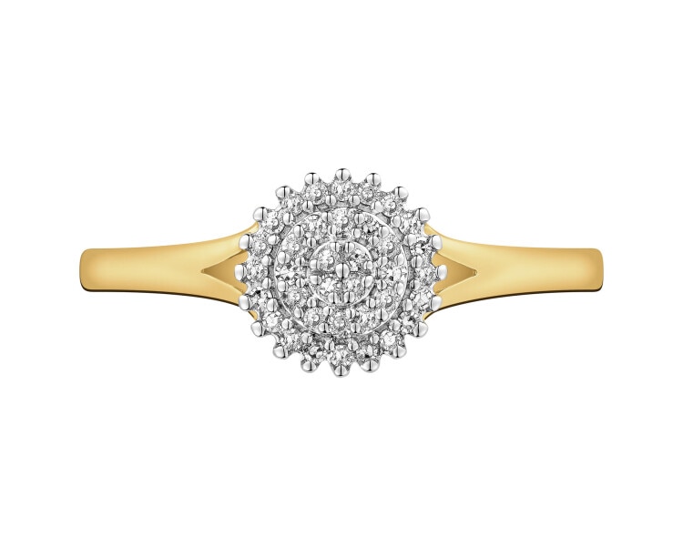 Yellow gold ring with diamonds - 0,10 ct - fineness 14 K