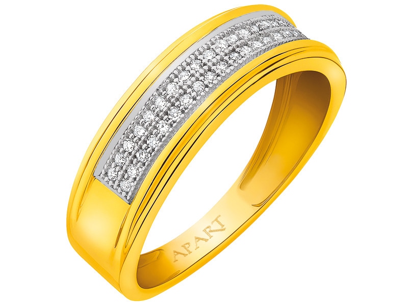 Yellow gold ring with diamonds 0,10 ct - fineness 14 K