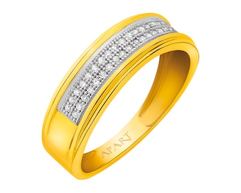Yellow gold ring with diamonds 0,10 ct - fineness 14 K