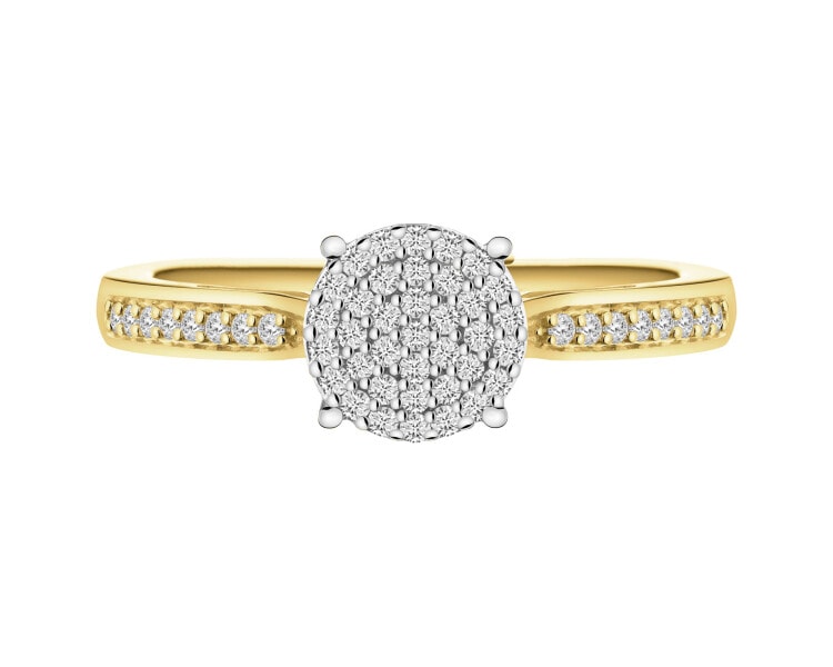 Yellow gold ring with diamonds - 0,15 ct - fineness 14 K