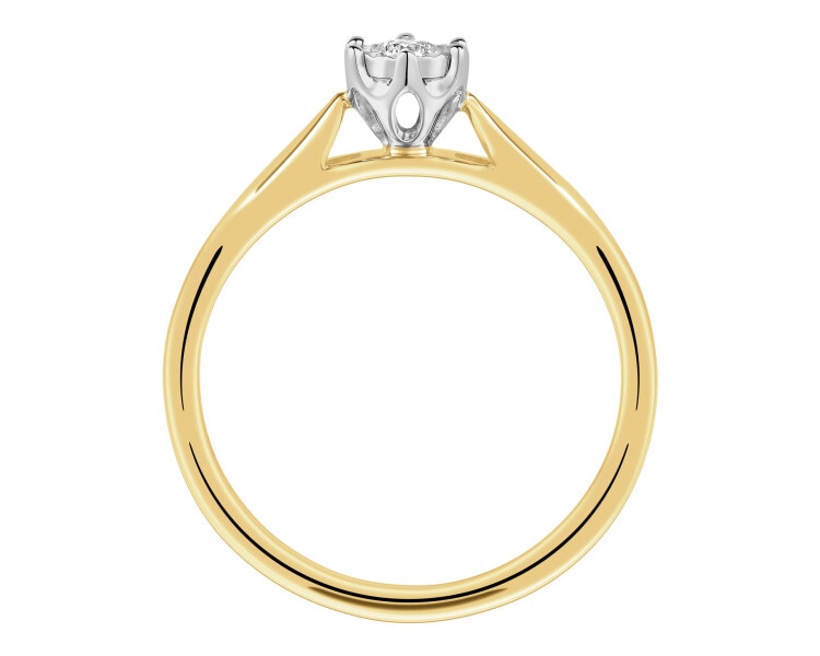 Yellow and white gold ring with brilliant - 0,10 ct - fineness 585