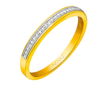 Yellow gold ring with diamonds 0,04 ct - fineness 14 K