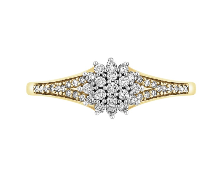 Yellow gold ring with diamonds - 0,24 ct - fineness 14 K