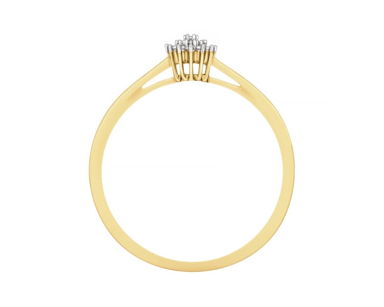Pierścionek z żółtego złota z diamentami - 0,05 ct - próba 585