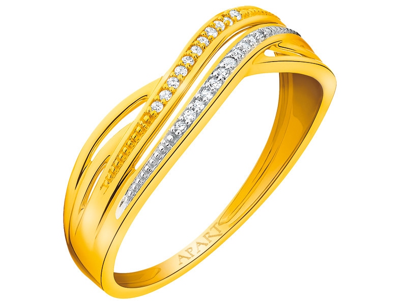 Prsten ze žlutého zlata s diamanty 0,04 ct - ryzost 585