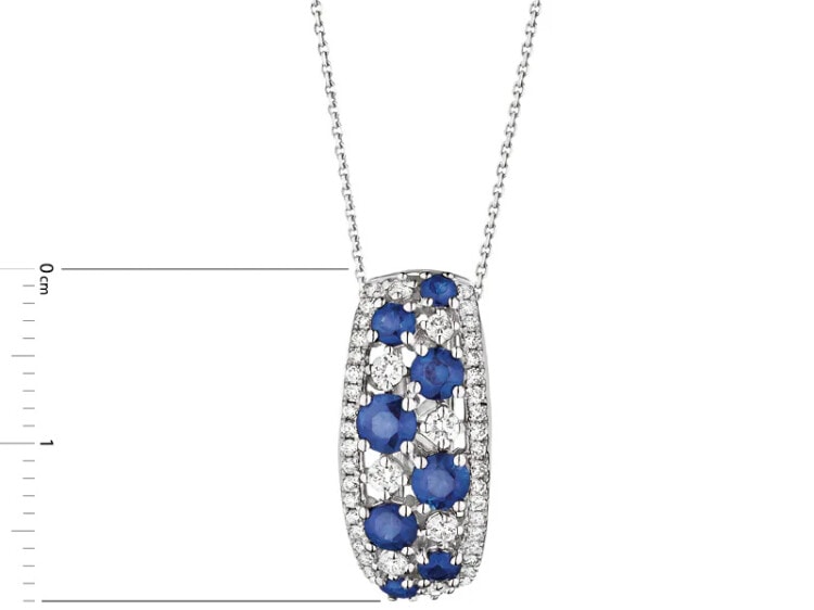 White gold pendant with brilliants and sapphires - fineness 14 K