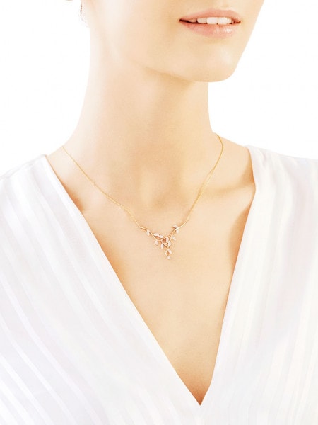 Yellow gold necklace with diamonds 0,04 ct - fineness 14 K
