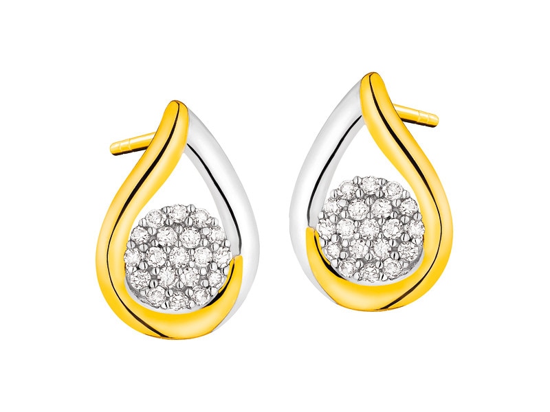 Yellow gold earrings with diamonds 0,10 ct - fineness 14 K