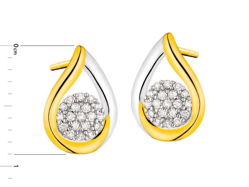 Yellow gold earrings with diamonds 0,10 ct - fineness 14 K