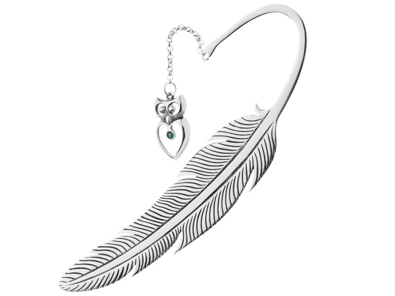 Silver bookmark with crystal