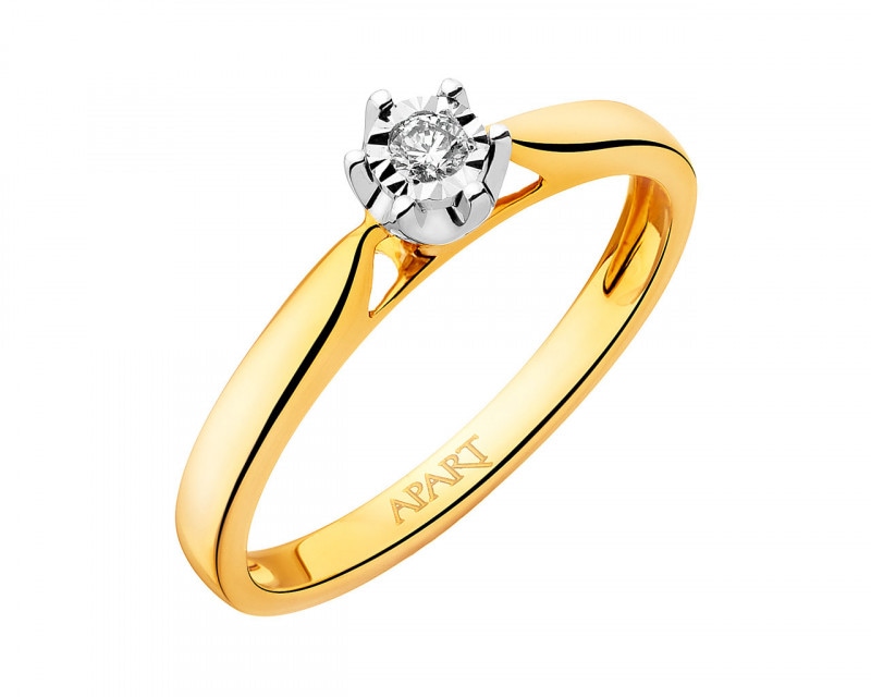 Yellow and white gold ring with brilliant 0,05 ct - fineness 585