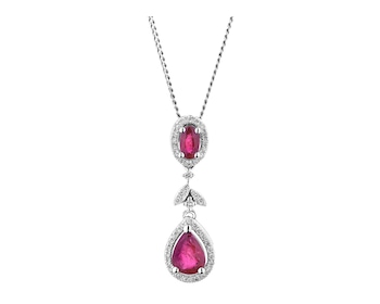 White gold pendant with brilliants and rubies - fineness 14 K