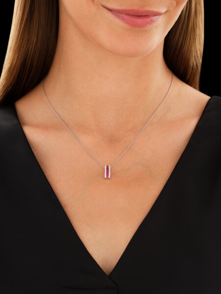 White gold pendant with brilliants and rubies - fineness 14 K