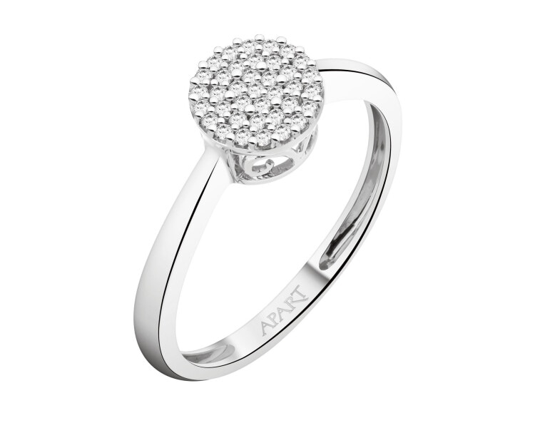 White gold ring with diamonds - 0,12 ct - fineness 14 K