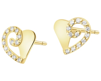 Złote kolczyki z cyrkoniami - serca