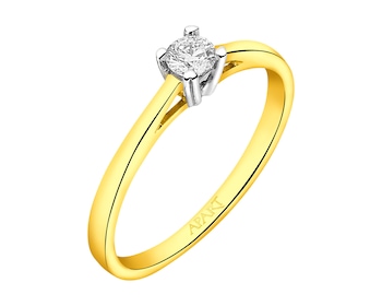 Prsten ze žlutého zlata s briliantem 0,16 ct - ryzost 585