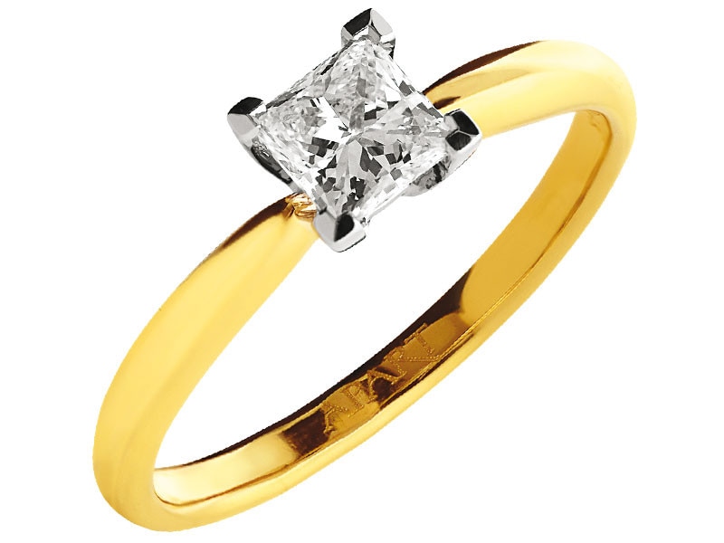 Yellow and white gold ring with diamond 0,50 ct - fineness 585