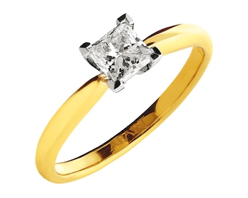 Yellow and white gold ring with diamond 0,50 ct - fineness 585