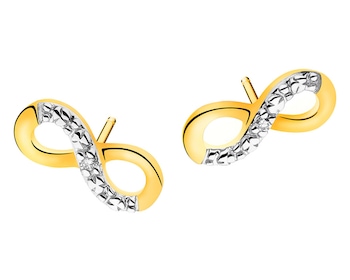 Yellow gold earrings with diamonds 0,006 ct - fineness 14 K