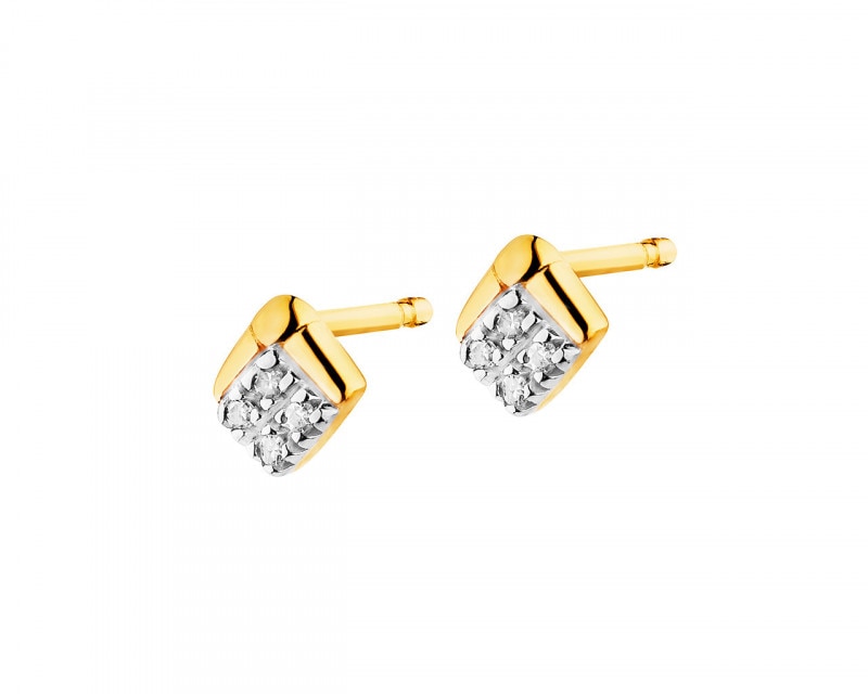 Zlaté náušnice s diamanty 0,02 ct - ryzost 585