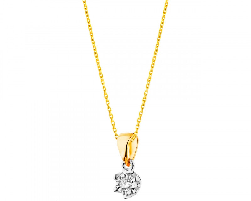 Yellow and white gold diamond pendant 0,05 ct - fineness 585