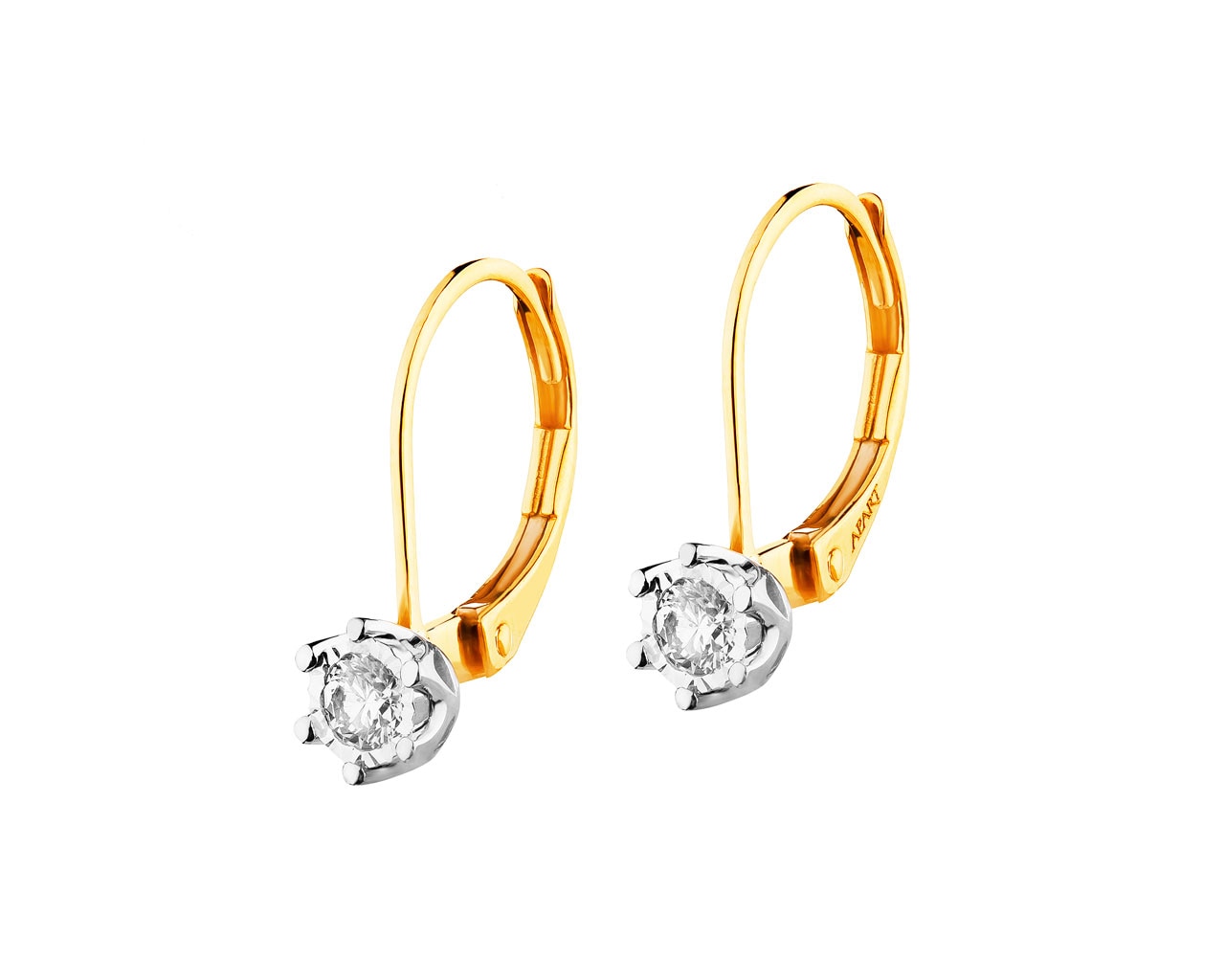 Aquamarine diamond leverback earrings in 585 white gold | Golden Flamingo