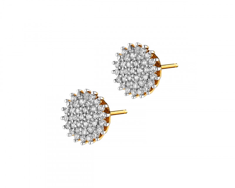 Yellow gold earrings with diamonds 0,19 ct - fineness 14 K