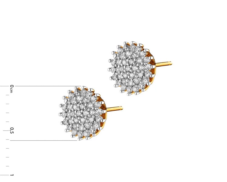 Yellow gold earrings with diamonds 0,18 ct - fineness 14 K