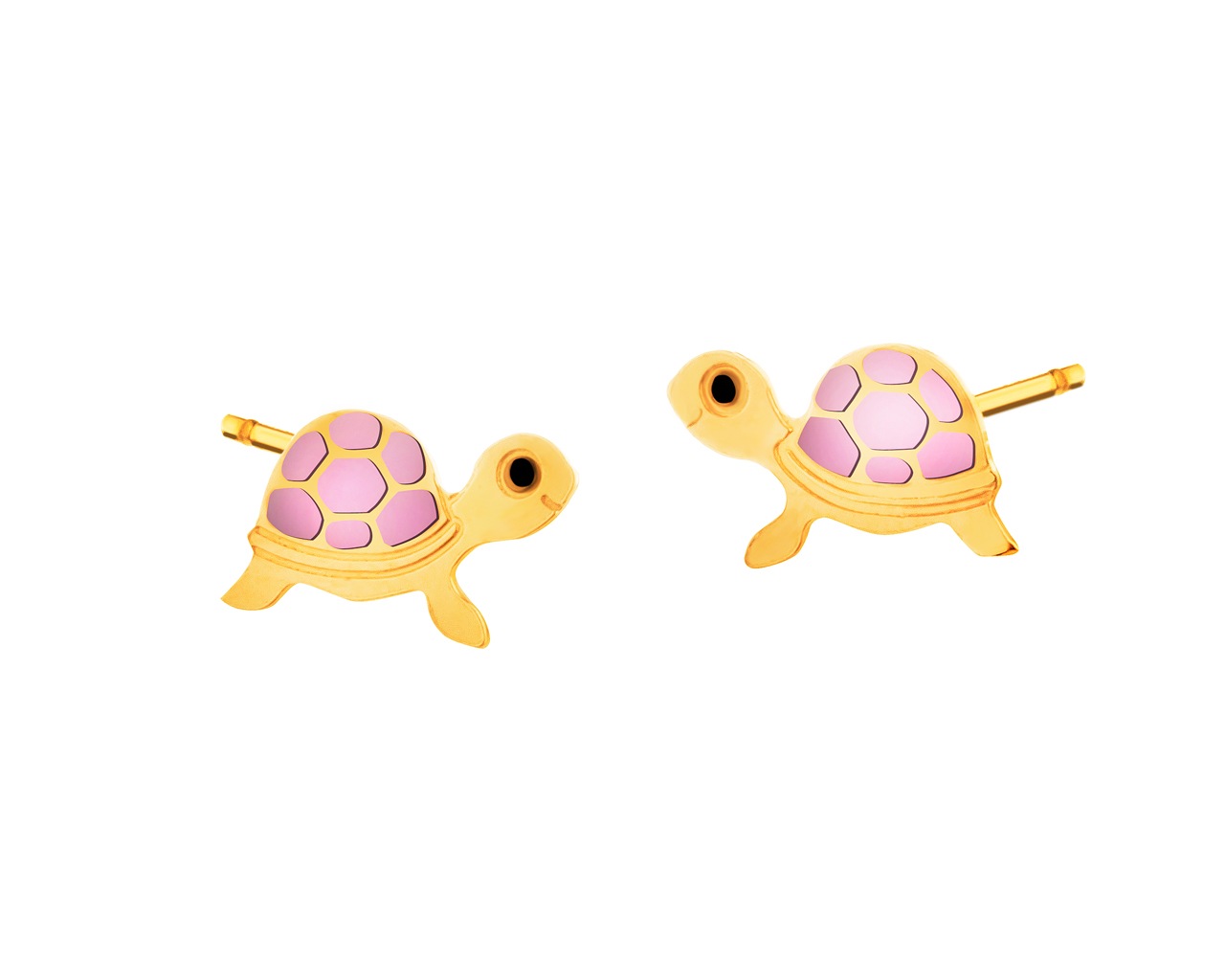 Złote kolczyki - żółwie 
