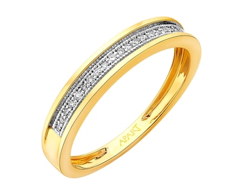 Yellow gold ring with diamonds 0,07 ct - fineness 14 K