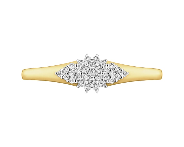 Prsten ze žlutého zlata s diamanty - 0,09 ct - ryzost 585