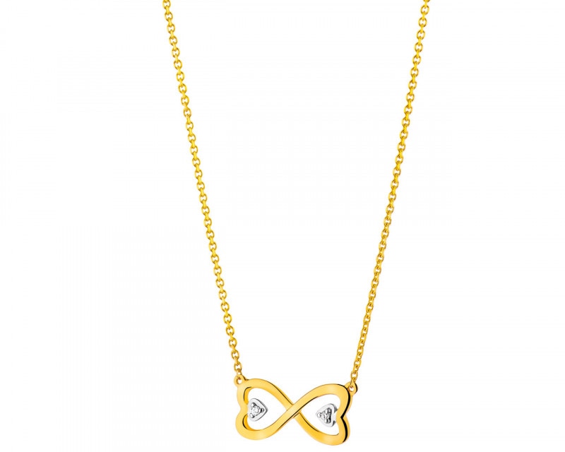 Yellow gold necklace with diamonds 0,008 ct - fineness 9 K