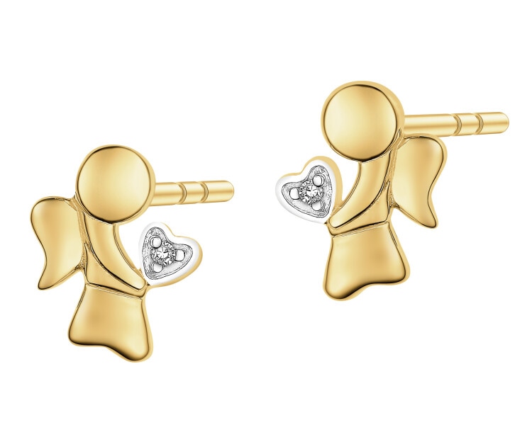 Yellow gold earrings with diamonds - 0,006 ct - fineness 14 K
