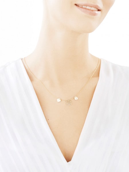 Yellow gold necklace with diamond 0,008 ct - fineness 14 K