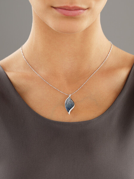 White gold pendant with diamonds and sapphire - fineness 14 K