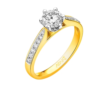Yellow gold ring with diamonds 0,85 ct - fineness 585