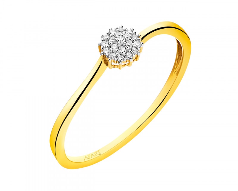 Yellow gold ring with diamonds 0,03 ct - fineness 9 K
