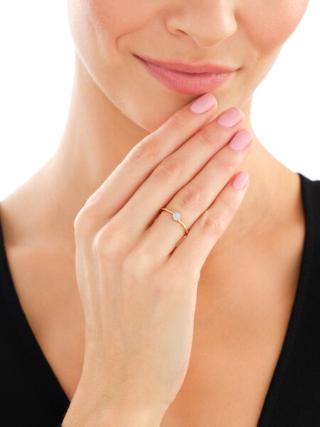 Yellow gold ring with diamonds - 0,03 ct - fineness 9 K