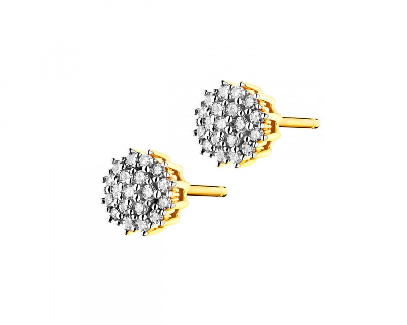 Yellow gold earrings with diamonds 0,13 ct - fineness 14 K