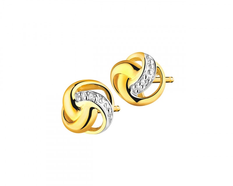 Yellow gold earrings with diamonds 0,01 ct - fineness 9 K