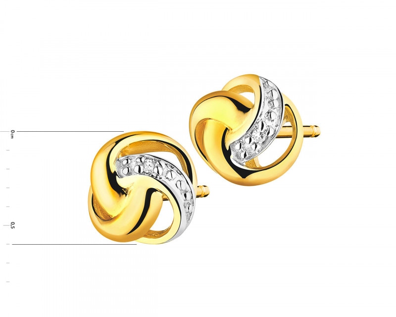 Yellow gold earrings with diamonds 0,01 ct - fineness 9 K