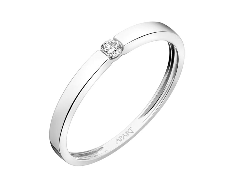 White gold diamond ring 0,05 ct - fineness 9 K