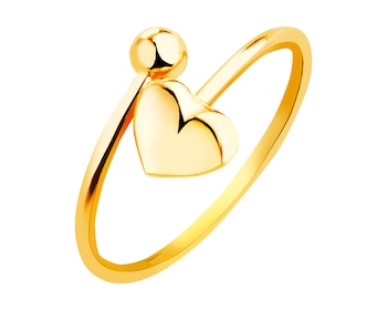 Złoty pierścionek - serce, kulka