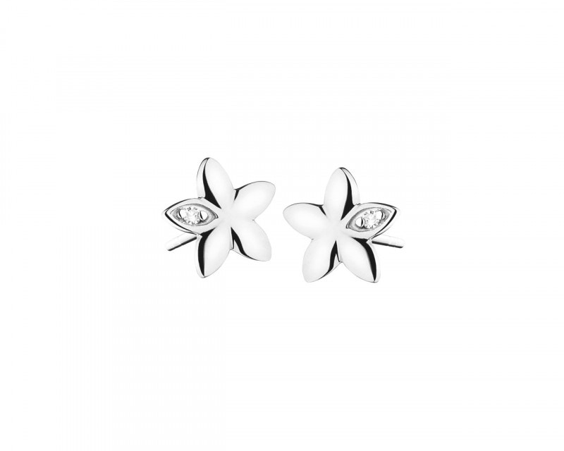 White gold earrings with diamonds 0,008 ct - fineness 9 K