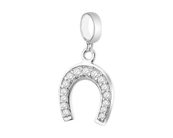 Silver pendant with cubic zirconia, for beads bracelet
